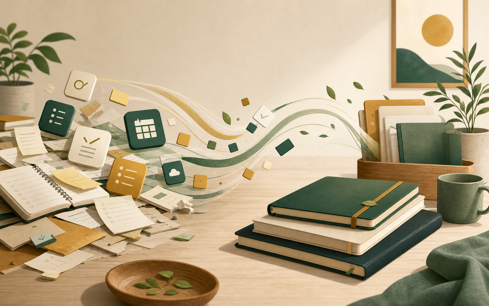 Illustration of multiple planning tools converging into a calmer, open-standard workflow.